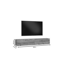 Mueble de TV de Pared moderno Antracita y Roble con 2 Cajones - 180x31.6x29.6 cm.