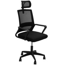 Silla de Oficina Giratoria,Ergonómica con Malla, Asiento 55 cm, Apoyabrazos en Color Negro